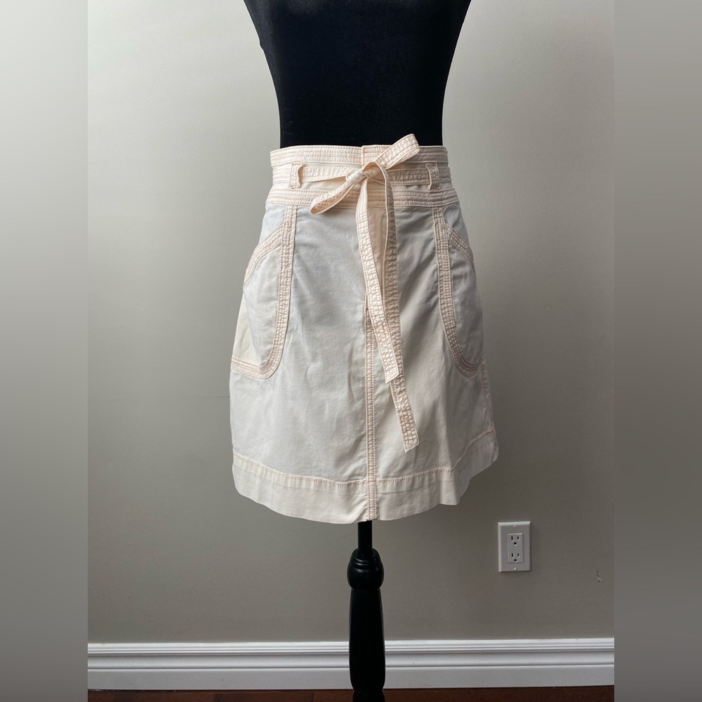 Pilcro and the Letterpress pale pink belted cotton skirt with pockets!